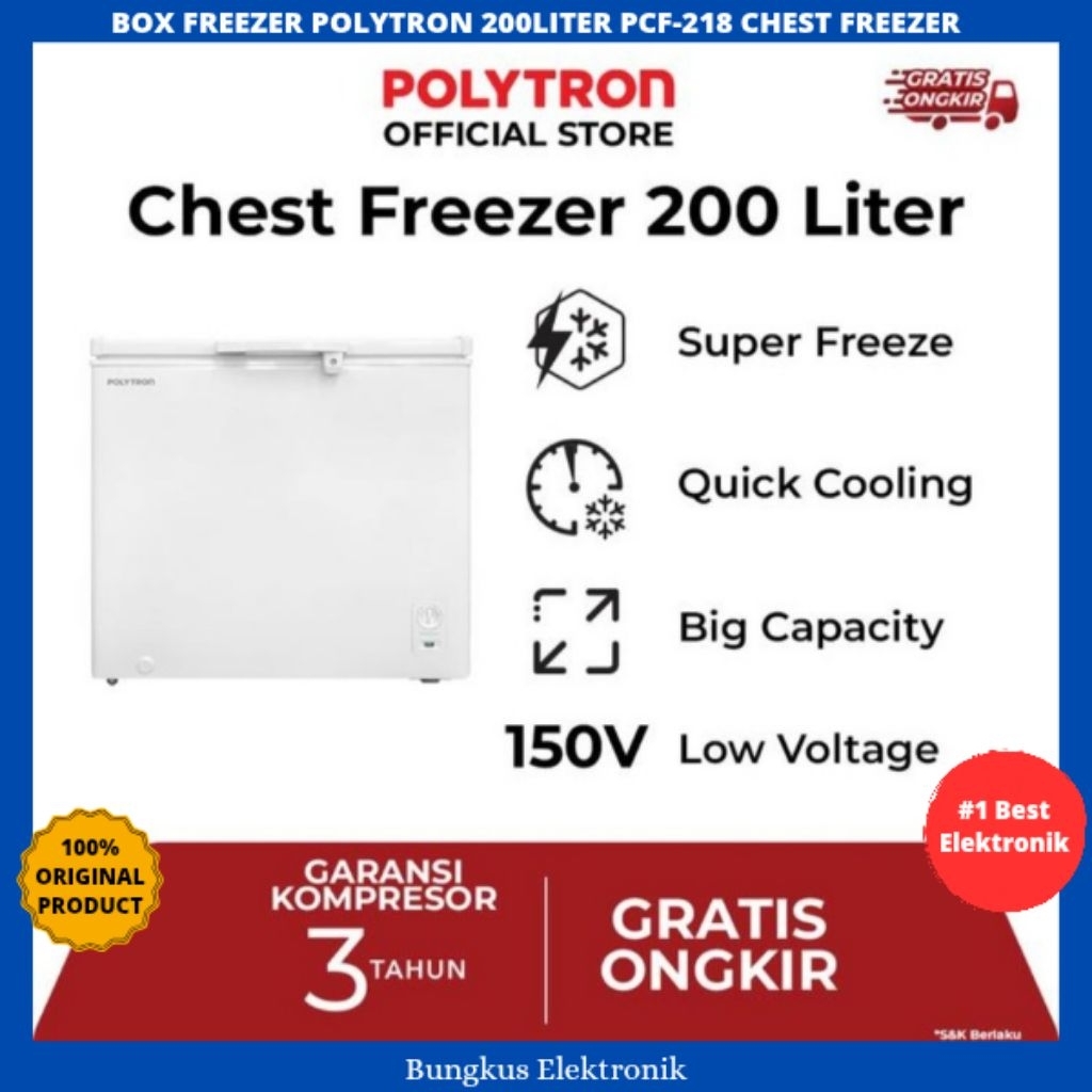 BOX FREEZER POLYTRON 200LITER PCF-218 CHEST FREEZER