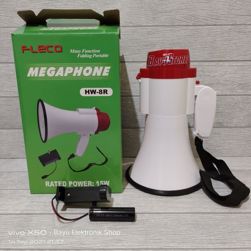 MEGAPHONE TOA KECIL FLECO MULTIFUNGSI HW-8R TOA PENGERAS
