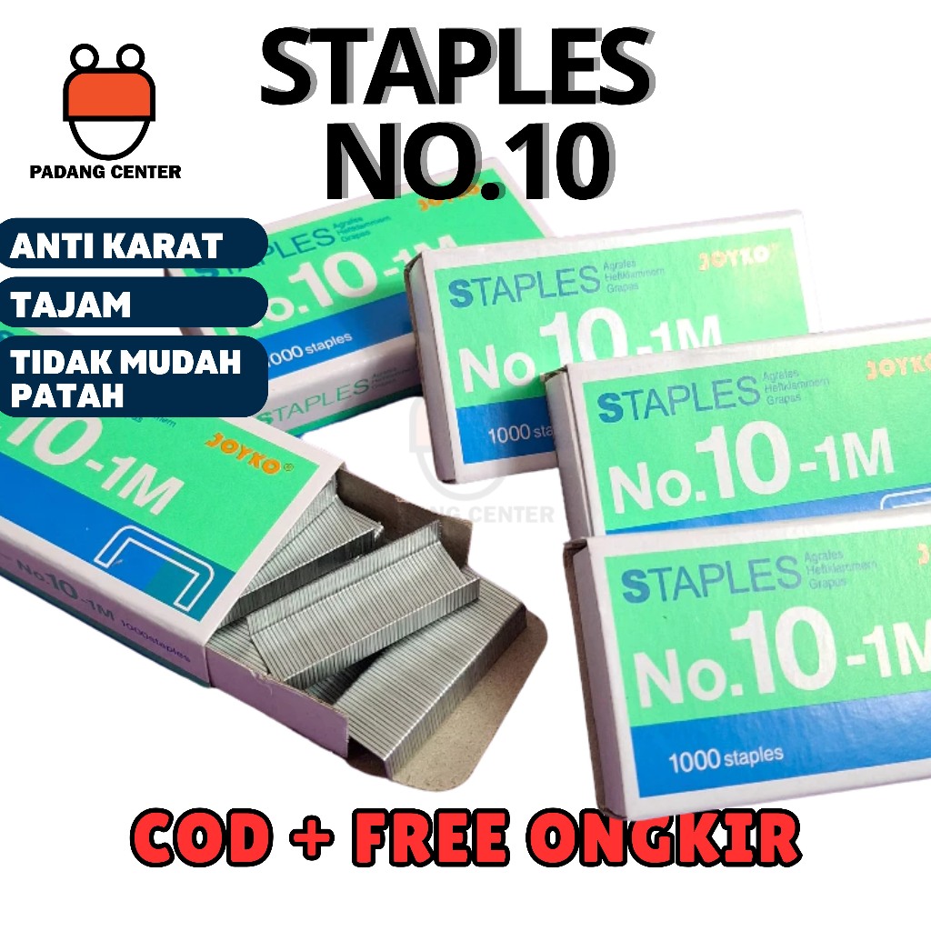 

Isi Stapler Joyko No.10-1M | Staples Joyko 1 Box 1000 Pcs | Isi Steples Joyko Kecil Original | Isi Staples Kertas Kantor Sekolah Murah & Awet