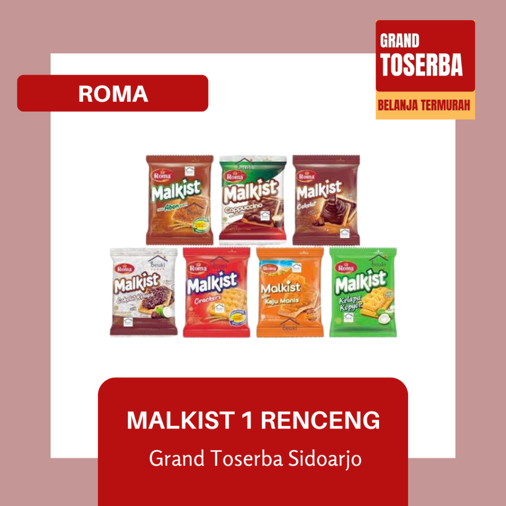 

ROMA MALKIST 18g - 21g ISI 10 SACHET / BISKUIT CRACKERS LAPIS BANYAK RASA / SNACK CAMILAN ENAK
