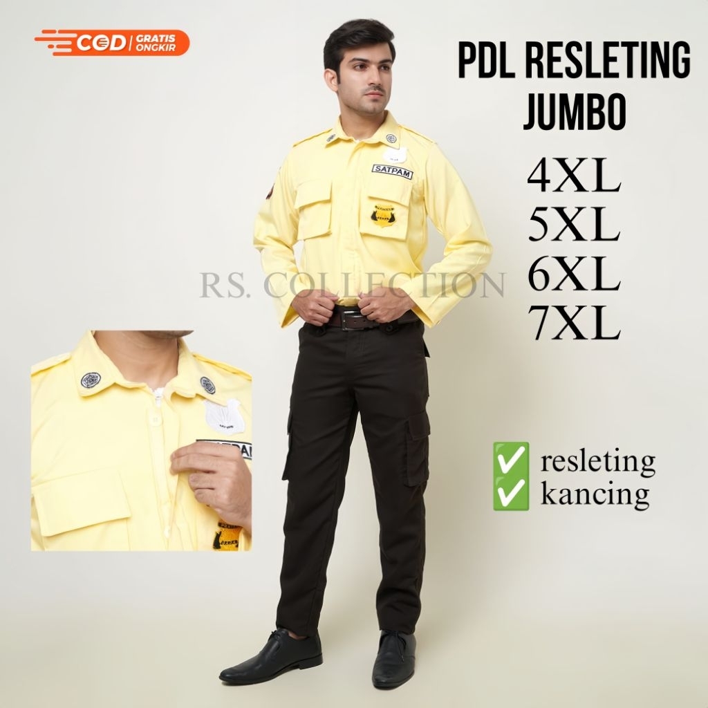 RS COLLECTION || seragam satpam pdl resleting tangan panjang ukuran JUMBO pdl satpam bahan tebal