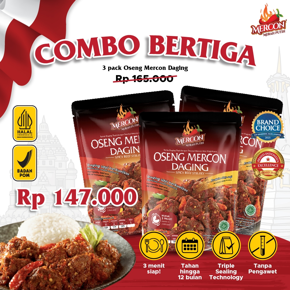 

Serenashop86 [Jaminan Termurah] - Mercon Merah Putih - Combo Berta 3 Pack Oseng Mercon Daging /