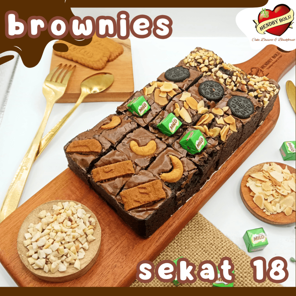 

GR Brownies Sekat / Brownis Skat 18 / Brownies Panggang Sekat Keju Kacang Mede Almond / Kue Brownies