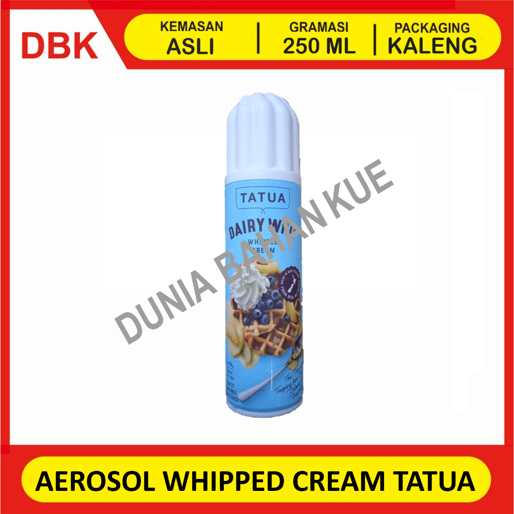 

AEROSOL WHIPPED CREAM TATUA 250 ML / WHIPPING CREAM KRIM KOCOK SIAP PAKAI