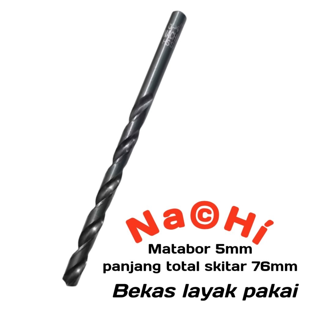 Bor drill 5 mm HSS merk Nachi Japan Original Drill mata bor 5.0mm Nachi bekas