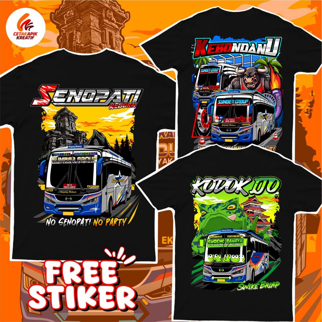 (free sticker+ganci) Kaos Bus Anak Premium Unisex SUGENG RAHAYU SUMBER SELAMAT T-Shirt Kaos Distro A