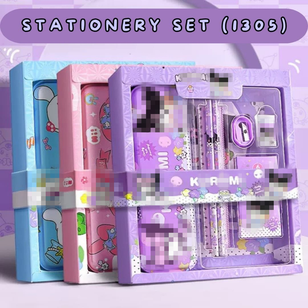 

Alat tulis Anak set Stationery Untuk Hadiah Anak Sekolah Motif kartun Lucu / Karakter kado notes kotak pensil rautan penggaris penghapus