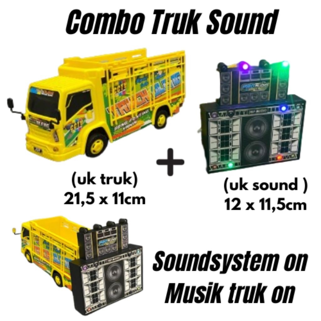 Paket Combo mainan truk basuri oleng T0 1 dengan soundsystem mini DT 18 pakai baterai