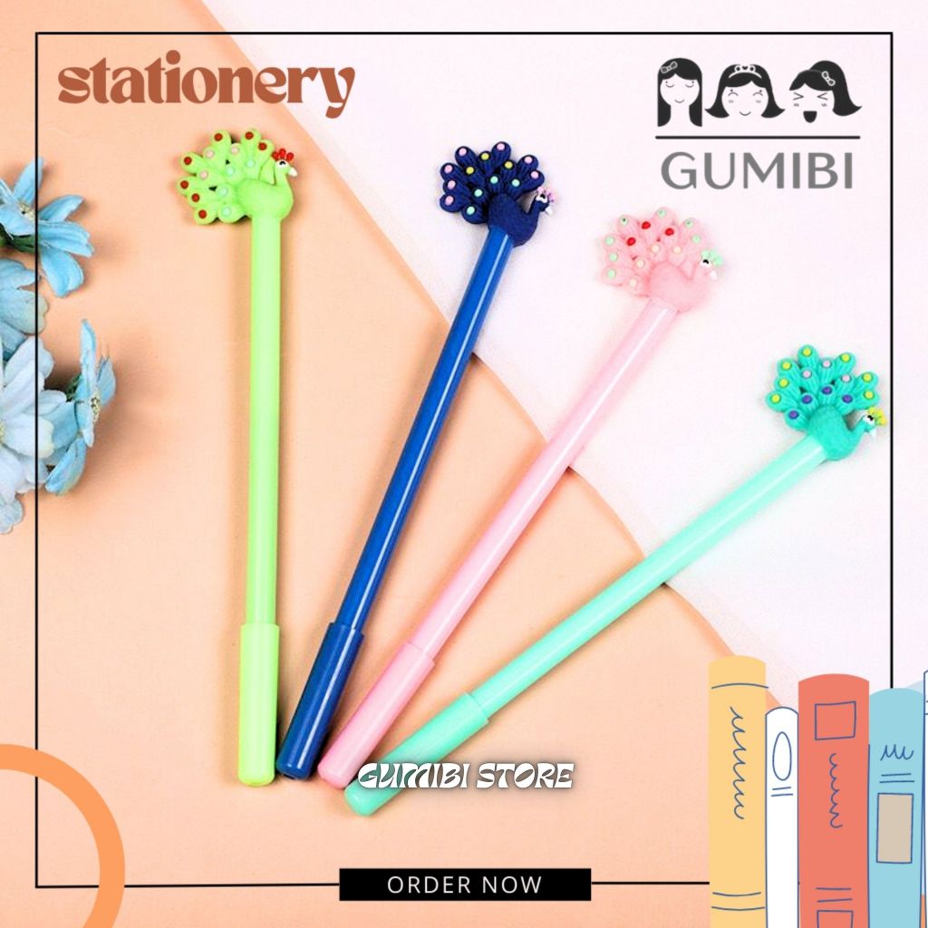 

PULPEN GEL MERAK bolpen gel pena alat tulis sekolah anak sekolah pulpen boneka hewan merak