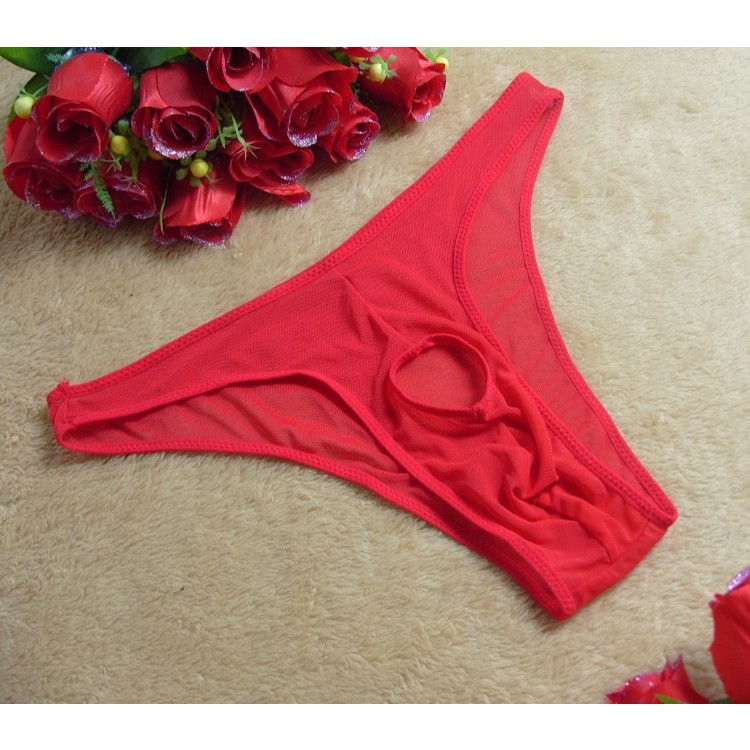 Celana Dalam Pria Sexy Open G String Cowok Low Waist transparan Thong Big Size y0500-1
