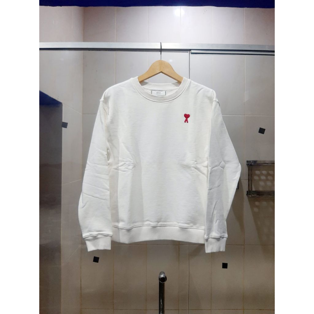 AMI PARIS/AMI DE COUER ( Alexandre Mattiussi ) CREWNECK LONG SLEEVE WHITE ORIGINAL