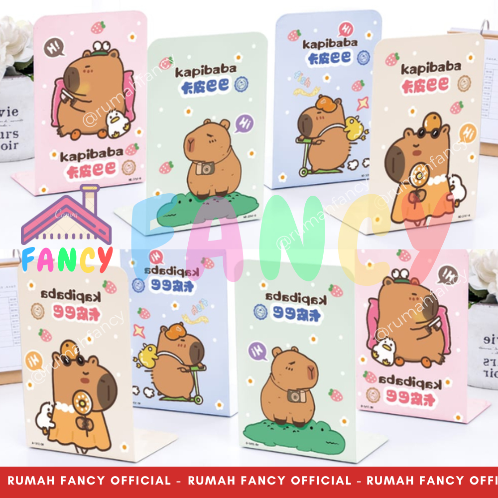 

1 Set isi 2 Pcs Book End Stand Motif Capybara / Sandaran Penyangga Buku / Pembatas Buku