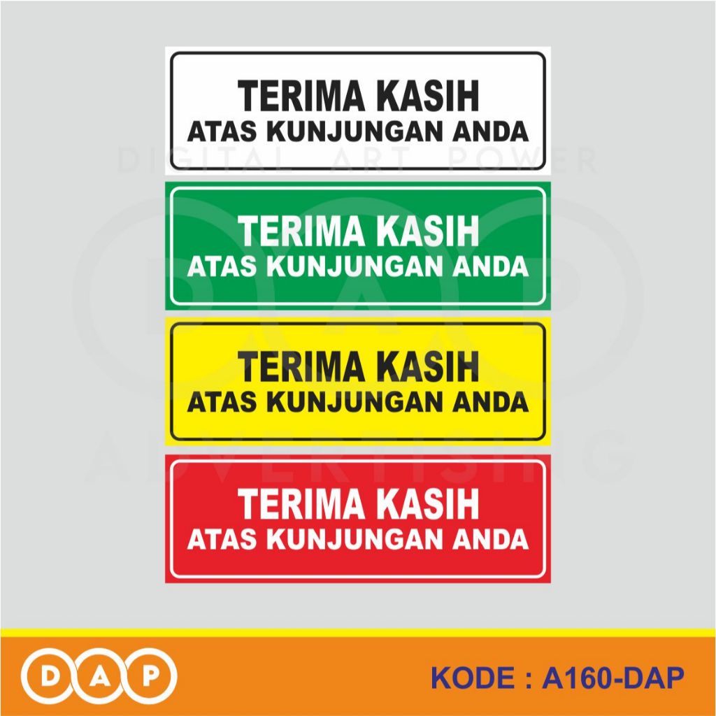 

A160 - Acrylic Sign, Stiker Akrilik Terima Kasih Atas Kunjungan Anda, Tahan Air, Tidak Pudar, Bisa Custom