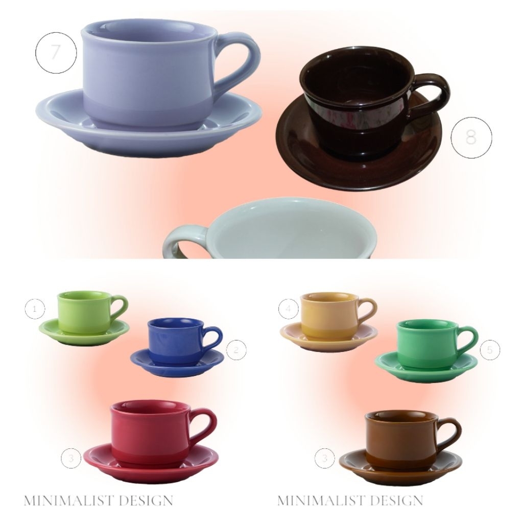CANGKIR KERAMIK Cangkir Keramik Minimalis Cangkir Venesia Cangkir Teh 6 Set (Cangkir+Lepek) Cangkir