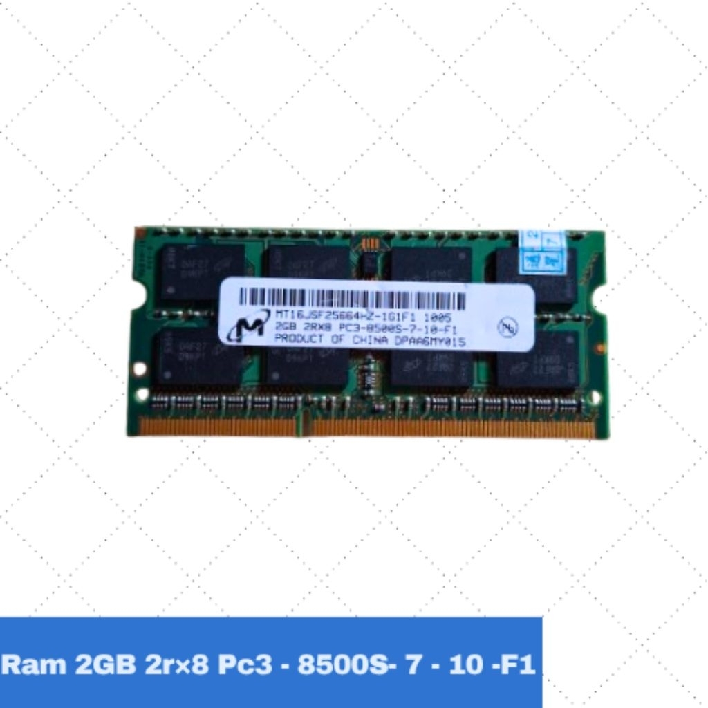 Ram Laptop Micron Ddr3 2GB -2r×8 -Pc3 -7 -10 -F1 Bekas