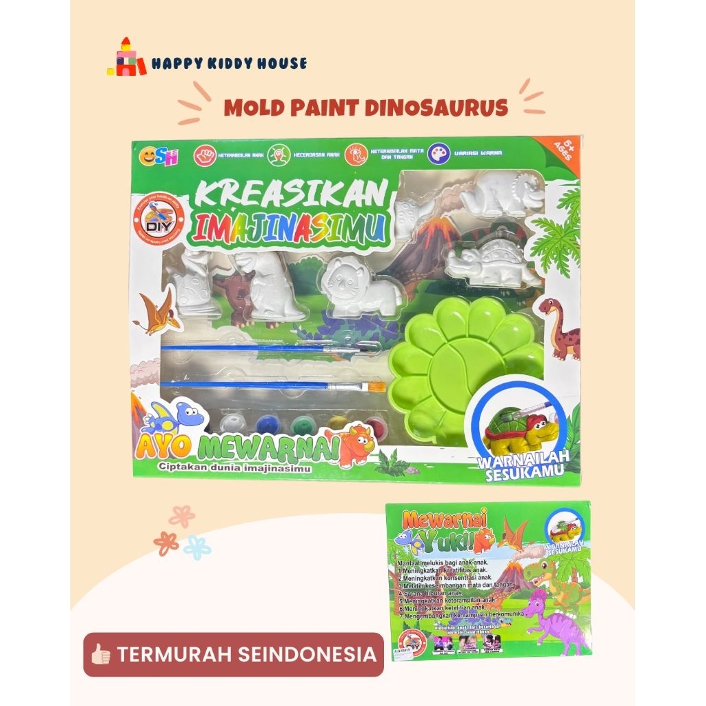Mainan Edukasi Mewarnai Mold & Paint Dinosaurus DIY KIT