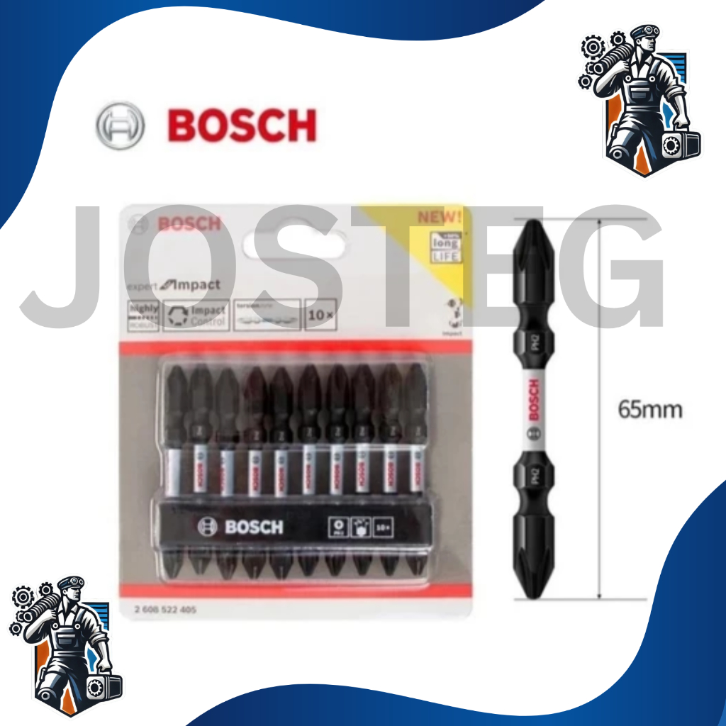 JOSTEG Mata Obeng Impact PH2x65mm BOSCH ORIGINAL/Mata Obeng Expert Impact Hitam PH2x65mm BOSCH ASLI 
