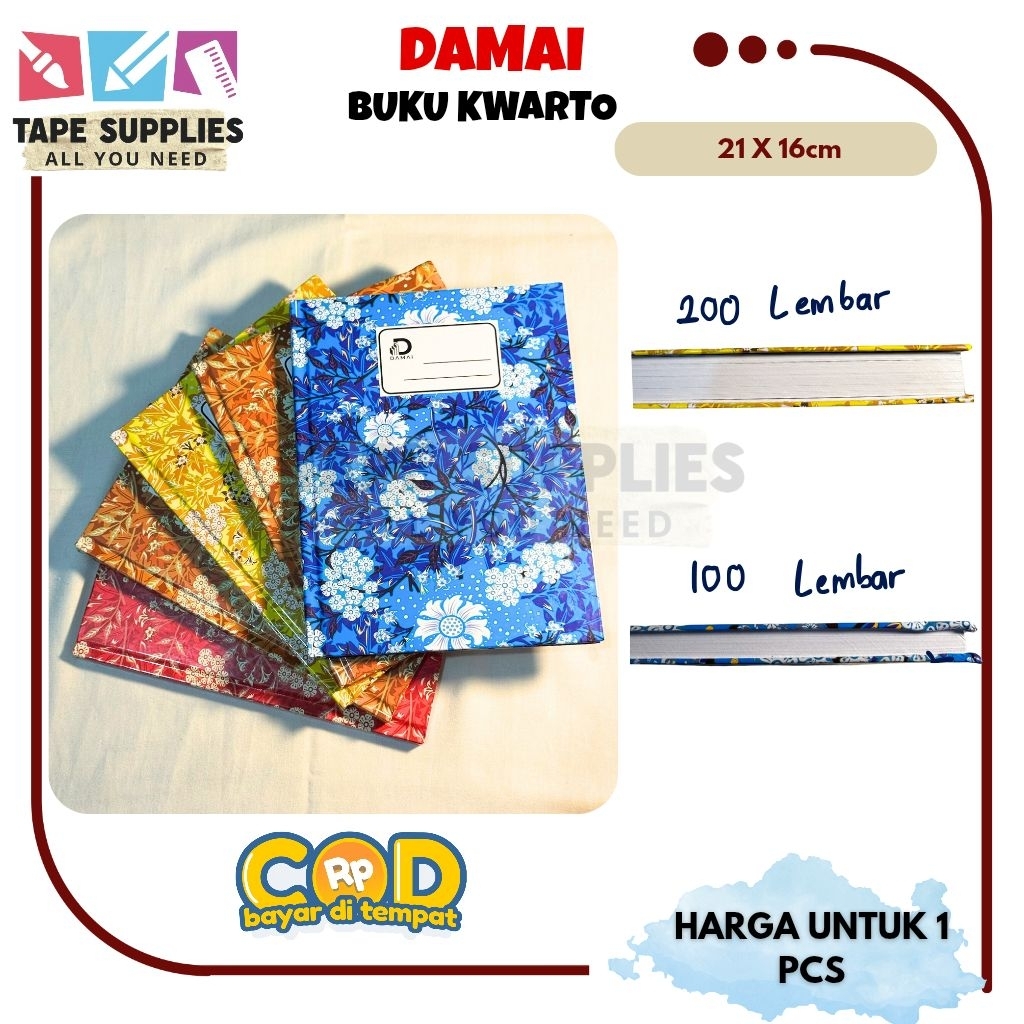 

(1 PCS) Buku Hardcover DAMAI UKURAN KWARTO (KECIL) 100/200 LEMBAR (COD!!!)