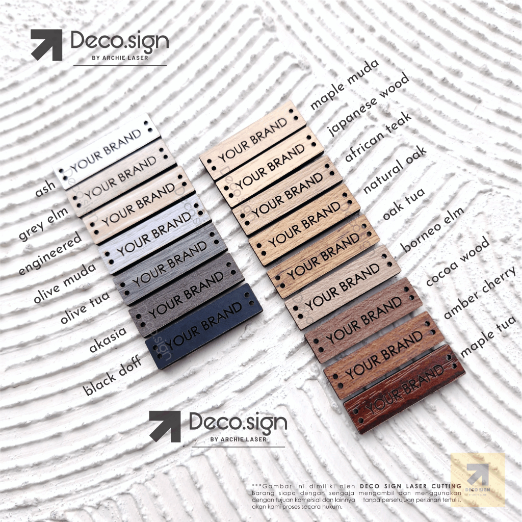 

Label Kayu Rebranding Hijab / Baju / Mukena / Produk Kerajinan / Tag Souvenir