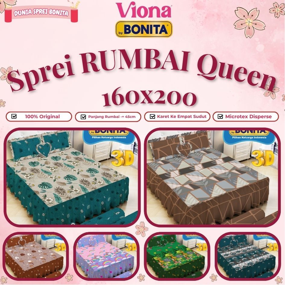 VIONA by Bonita - Sprei RUMBAI Queen (160x200) ORIGINAL [TERMURAH TERLARIS]