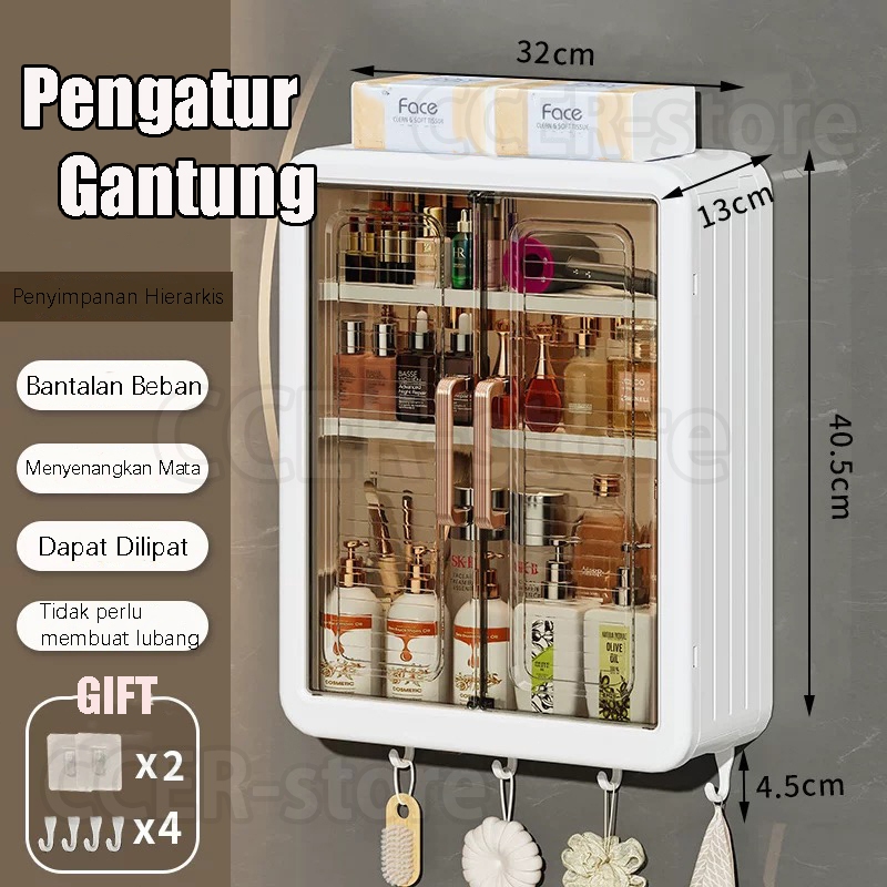 Lemari Plastik Kamar Mandi Dinding Aesthetic Kabinet Kamar Mandi Tertutup Kotak Rak Kamar Mandi
