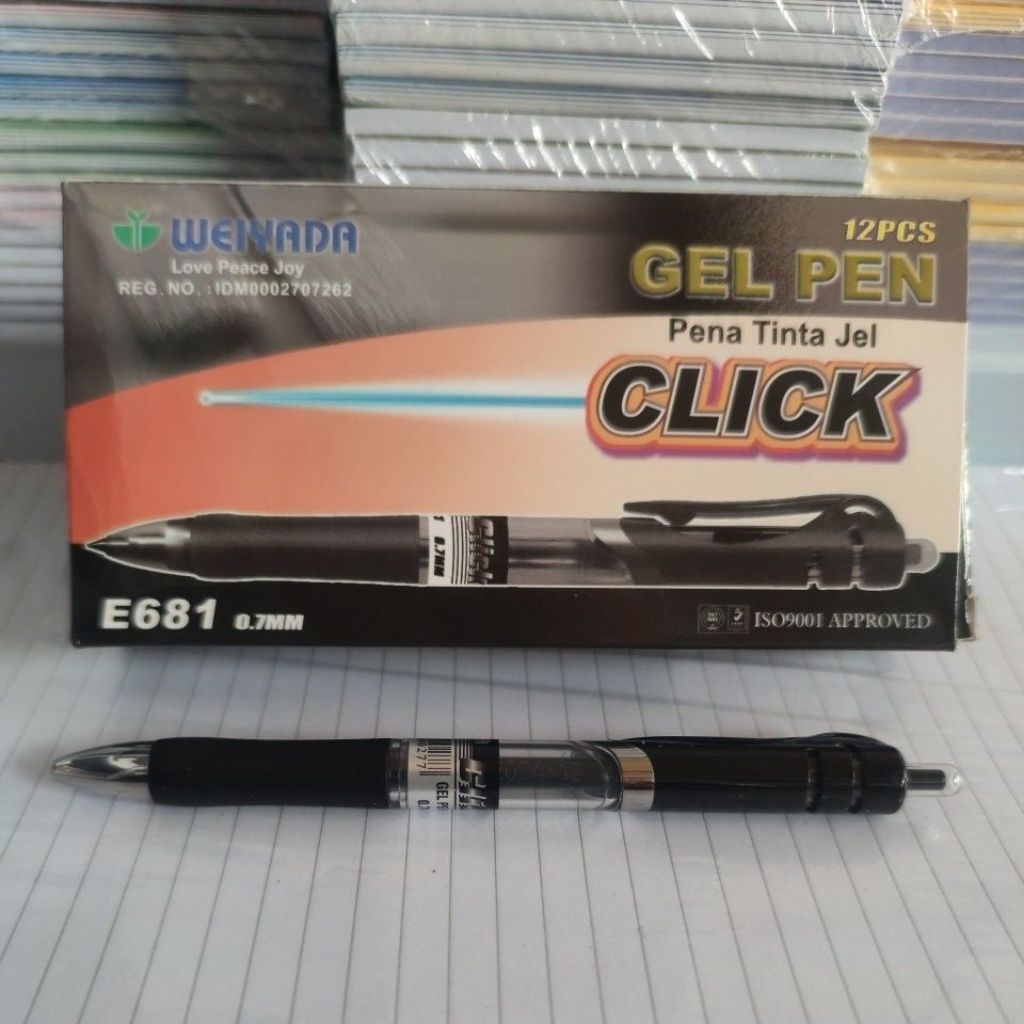 

Pen Gel/ Pen Jel/ Gell Pen/ Gel Pen Click WEIYADA E681 Tinta 0.7 Harga 1 pack murah grosir