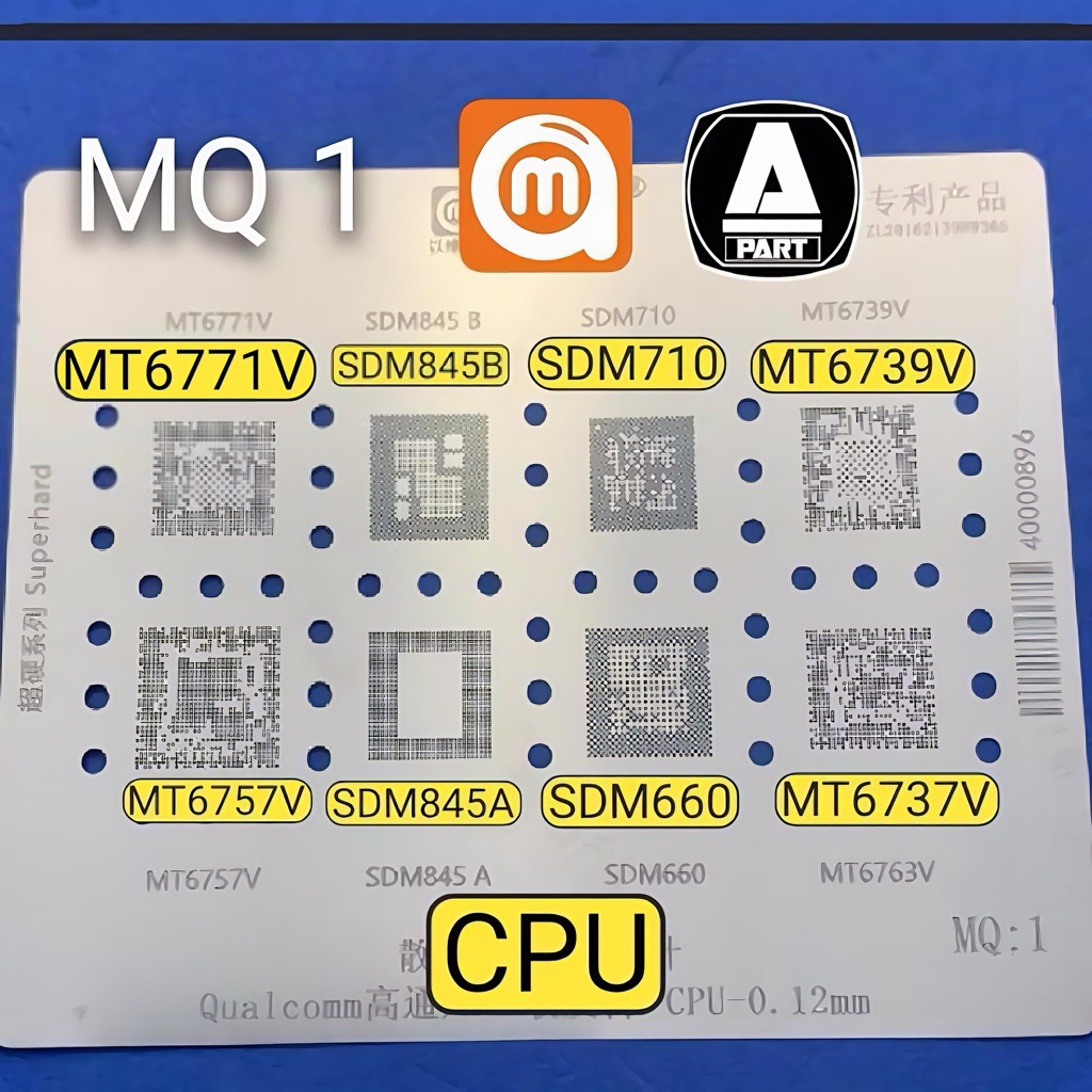 PLAT AMAOE MQ:1 CETAKAN IC BGA CPU MT6771V SDM845 SDM710 MT6763V ORIGINAL MQ:1