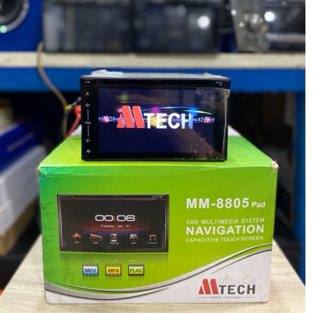 head unit double din merk m tech sudah bluetooth