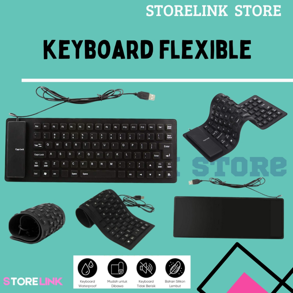 KEYBOARD FLEXIBLE USB KEYBOARD USB FLEXIBLE KEYBOARD LAPTOP keyboard gulung anti air Keyboard Fleksi
