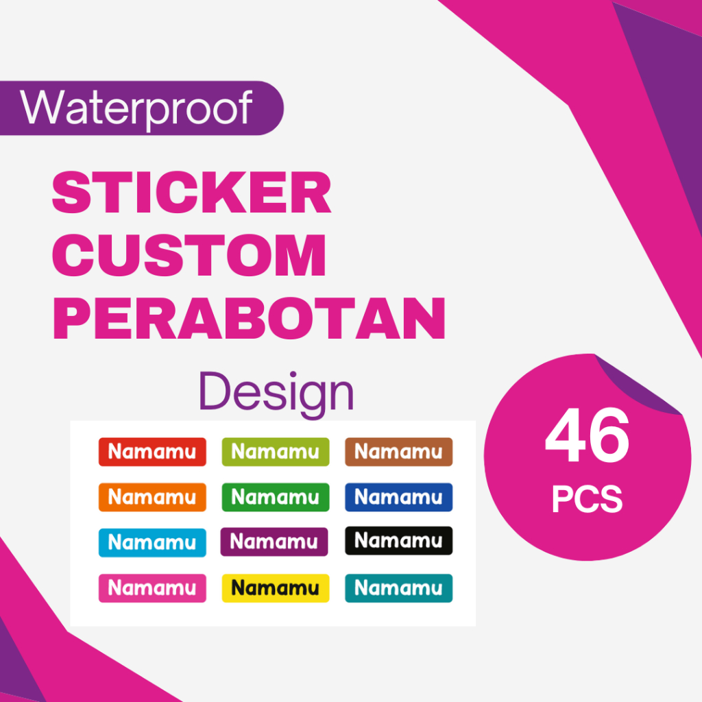 

( COD) Sticker Sendok Piring Custom Sticker Custom Nama 46/50 Pcs | Premium & Tidak Mudah Lepas