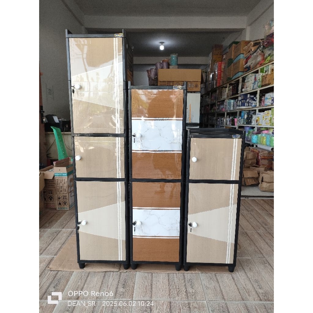 Snap Box Naiba Nandos long door 5susun 3pintu lemari Nandos pakai kunci