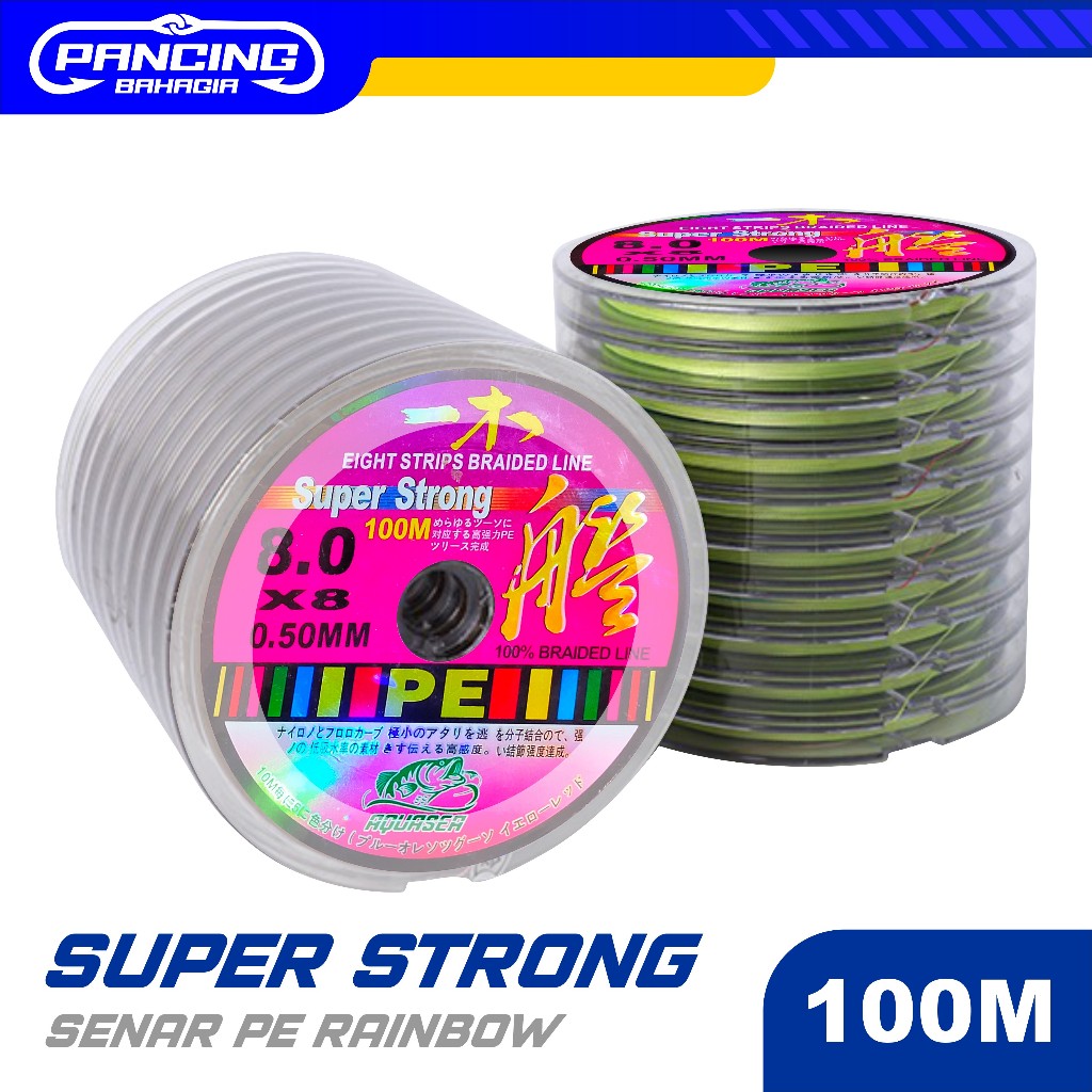 Pancing Bahagia Tali Pancing 100M Yimu Premium PE X8 Strength 3.10kg-18.6kg Senar Pancing Premium Br