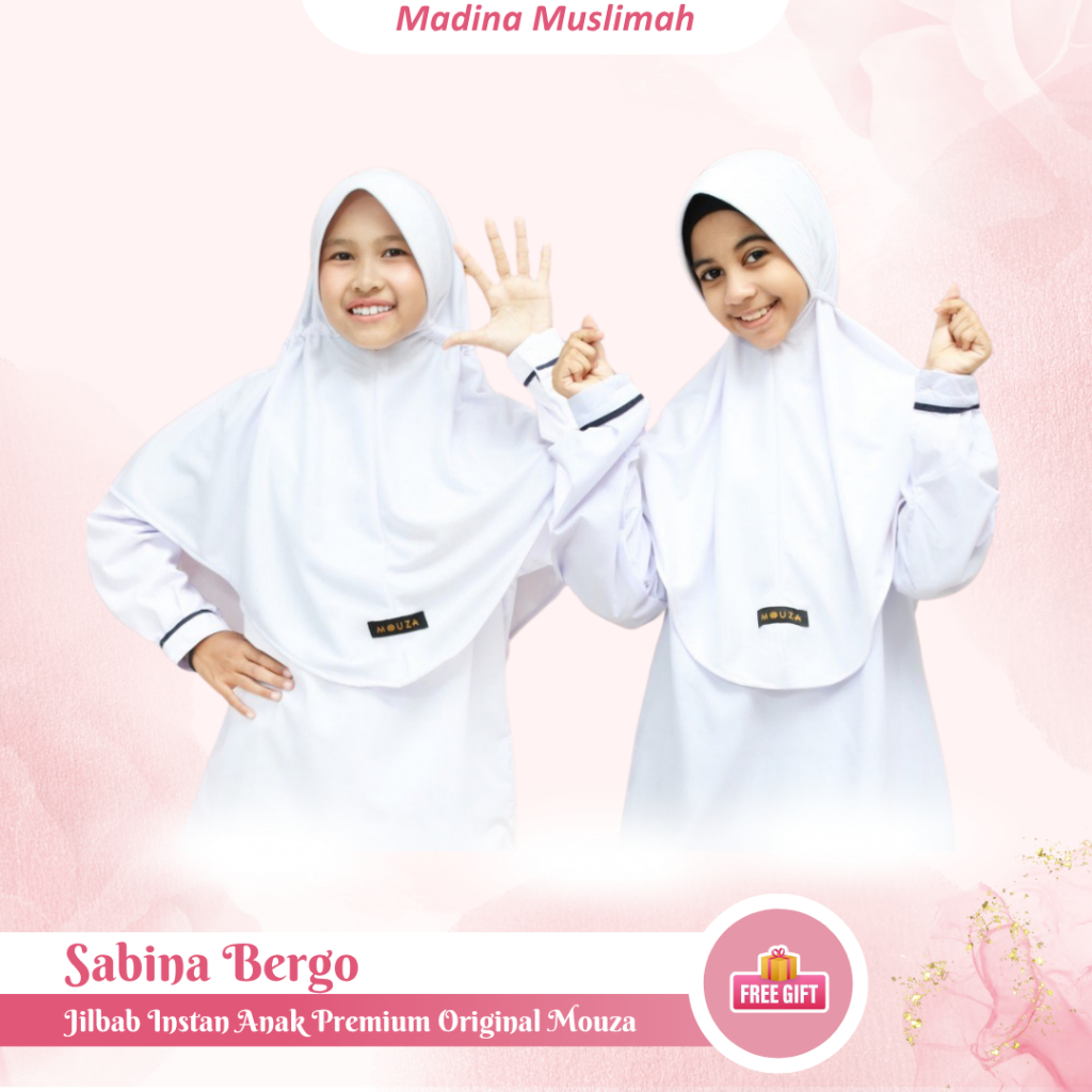 Jilbab Instan Anak Bergo Sabina Kids By Mouza Bergo Putih Polos Bergo Serut Bergo Anak Jilbab Sekola