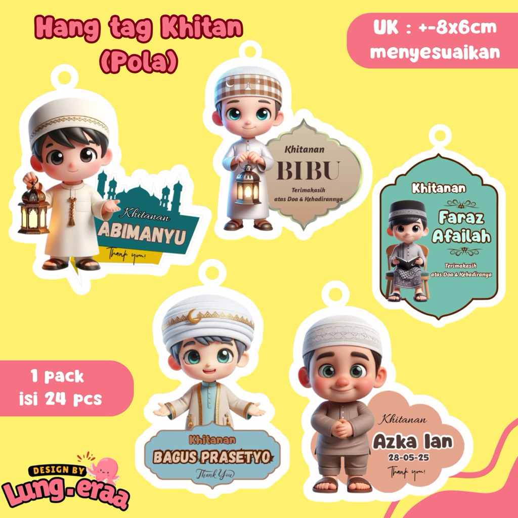 Hangtag Walimatul Khitan / Hangtag Souvenir Hampers / Hang Tag Khitan / Topper ANAK KHITAN /Topper A
