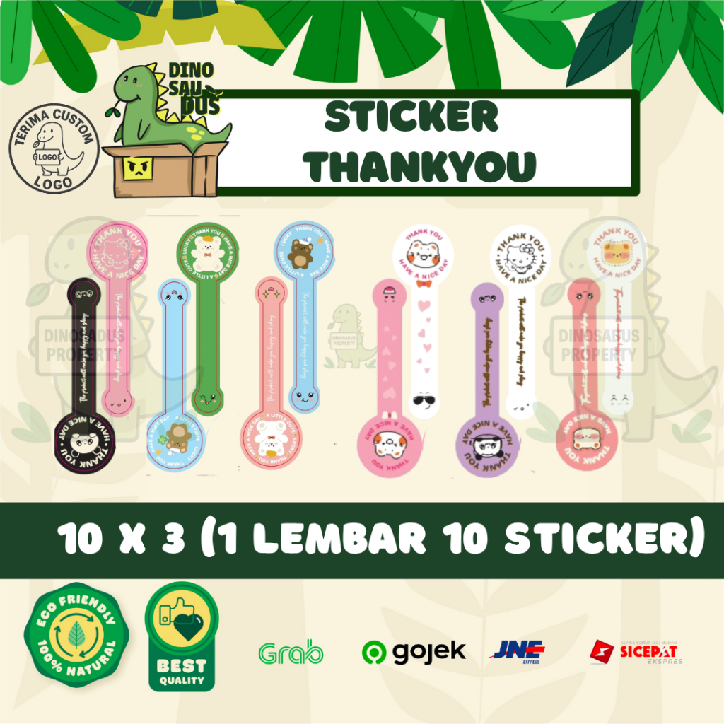 

Sticker Thank You (10 pcs) Sticker Tebal & Siap Pakai – Dus Sticker thankyou 10 x 3 cm