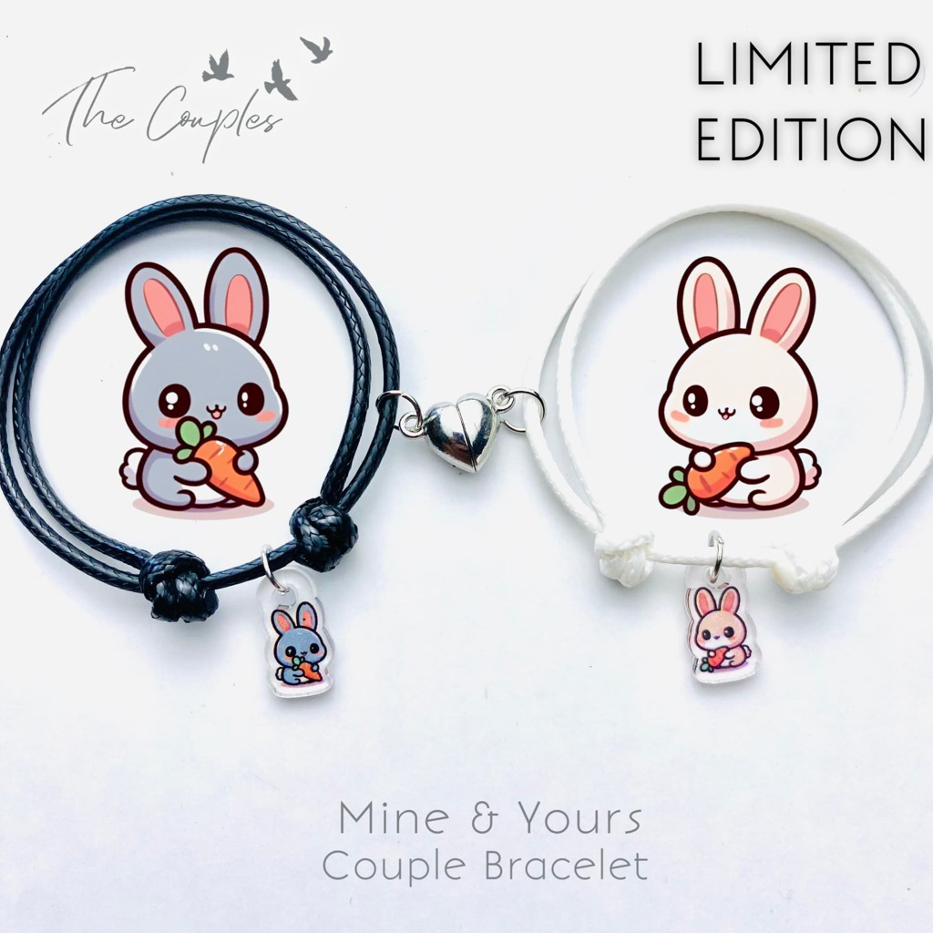 NEW Gelang Couple Magnet Liontin KELINCI Couple Lucu Kekinian Sepasang | Couple Bracelet | Gelang Co