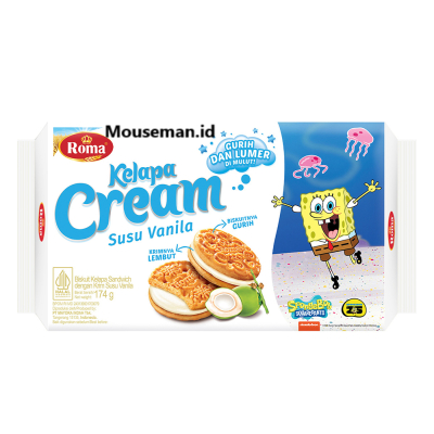 

Biskuit Kelapa Sandwich dengan krim Susu Vanilla ROMA Kelapa Cream Gurih dan Lumer Di Mulut 174gr