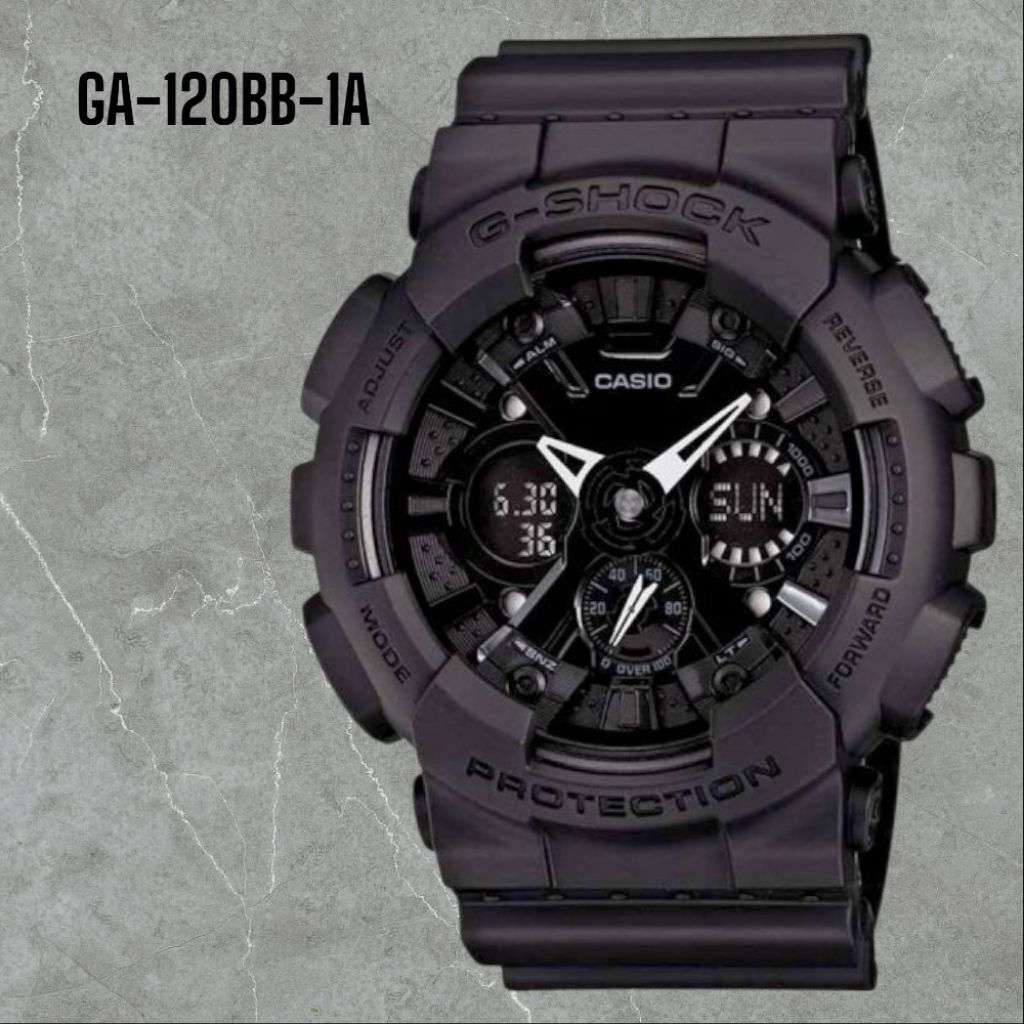JAM TANGAN PRIA MERK G-SHOCK TYPE GA120 ORBLACK ORI BM FREE BOX SET