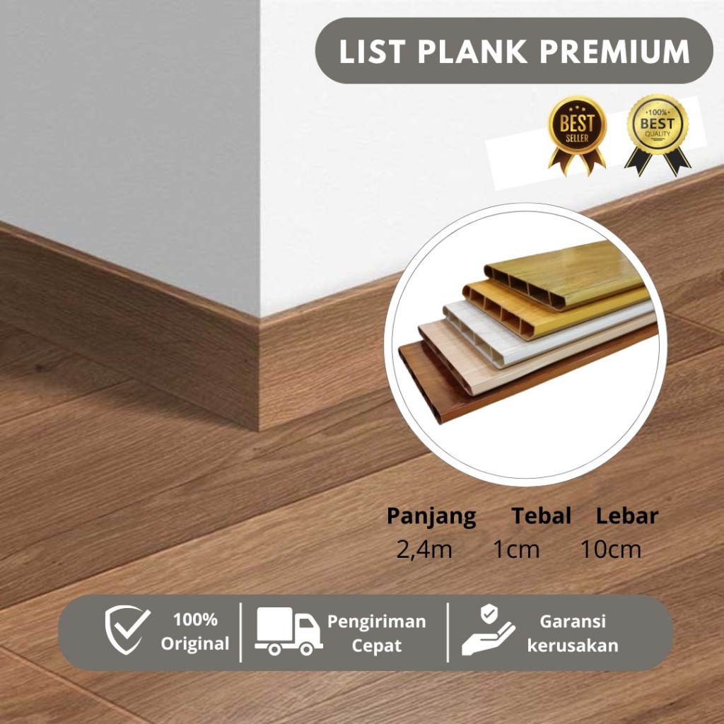 LIST PVC/PLINT LIST PLANK/SKIRTING LIST LANTAI KAYU LANTAI VINYL 2.4M