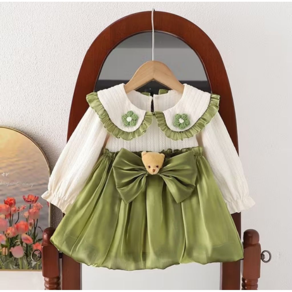 Dress Anak Perempuan Import Premium Bahan Rajut mix Organza