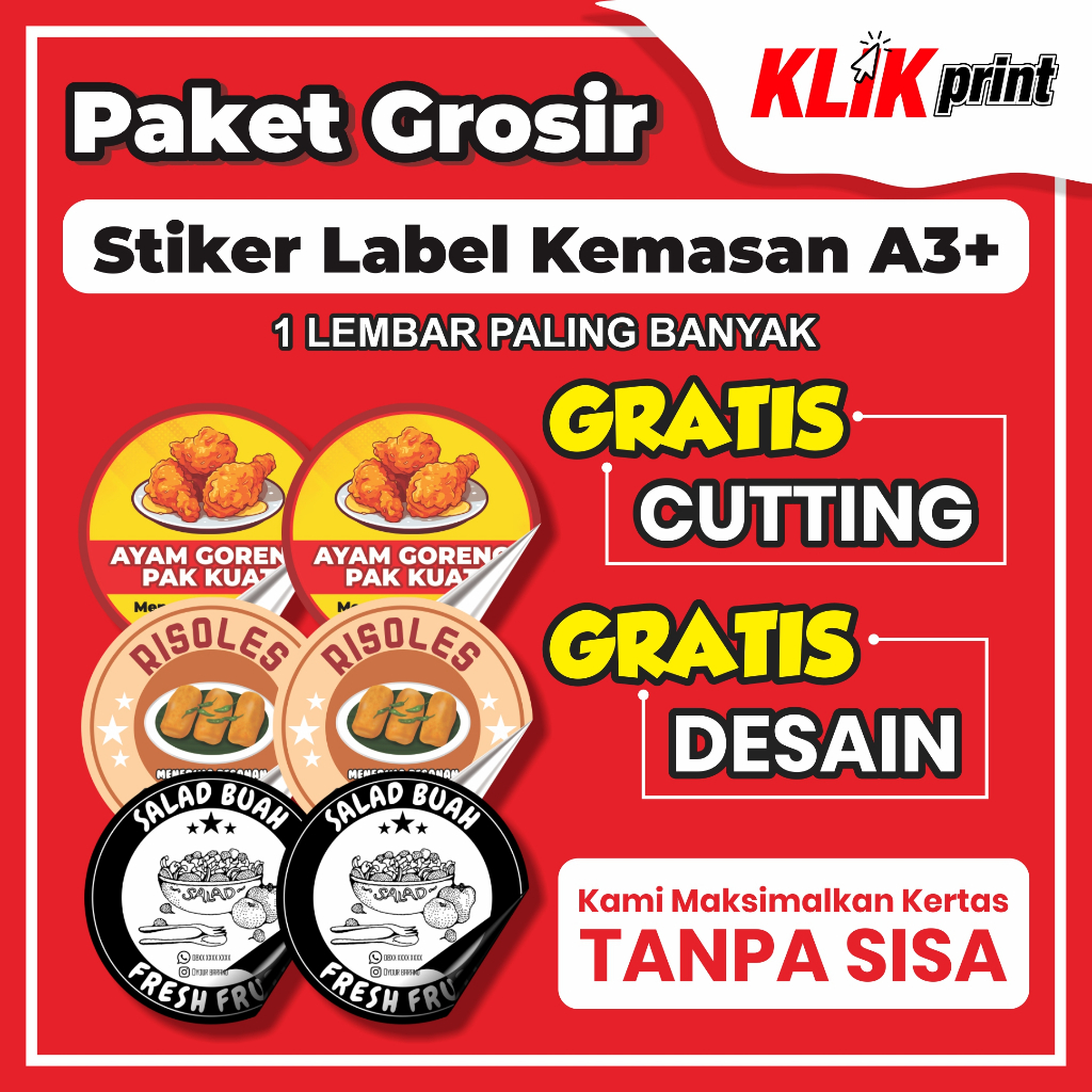 

PAKET GROSIR | STIKER LABEL KEMASAN A3+ | STIKER CUTTING BONTAK VINYL