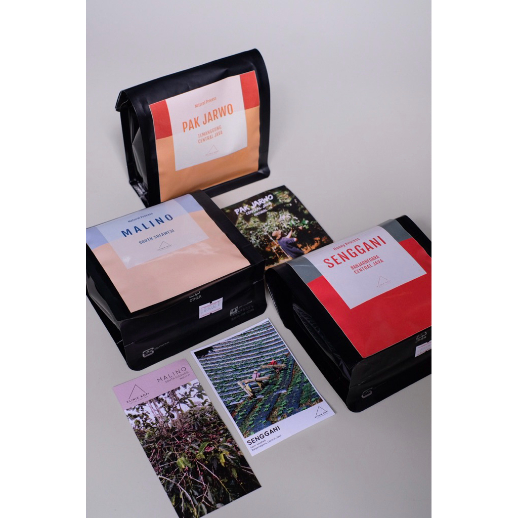 

Klinik Kopi Paket Trio ( Malino,Pak jarwo dan Senggani honey ).