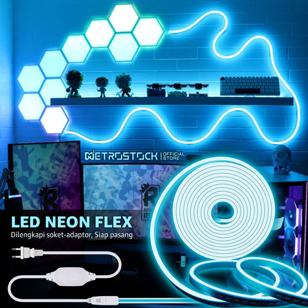 LAMPU LED NEON FLEX 220V WATERPROOF LAMPU TEMPEL DINDING KAMAR TIDUR AESTHETIC LAMPU SELANG STRIP NE