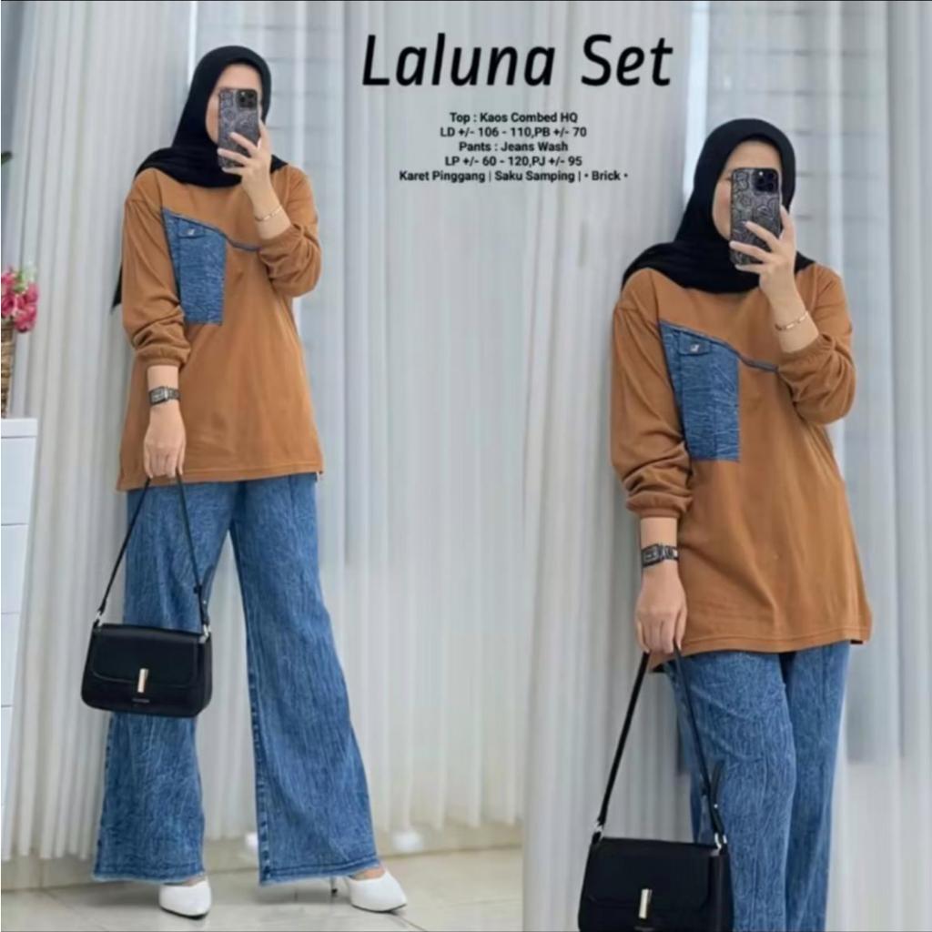 setcel mix jeans saku kekinian by jevanni// setelan wanita jeans premium