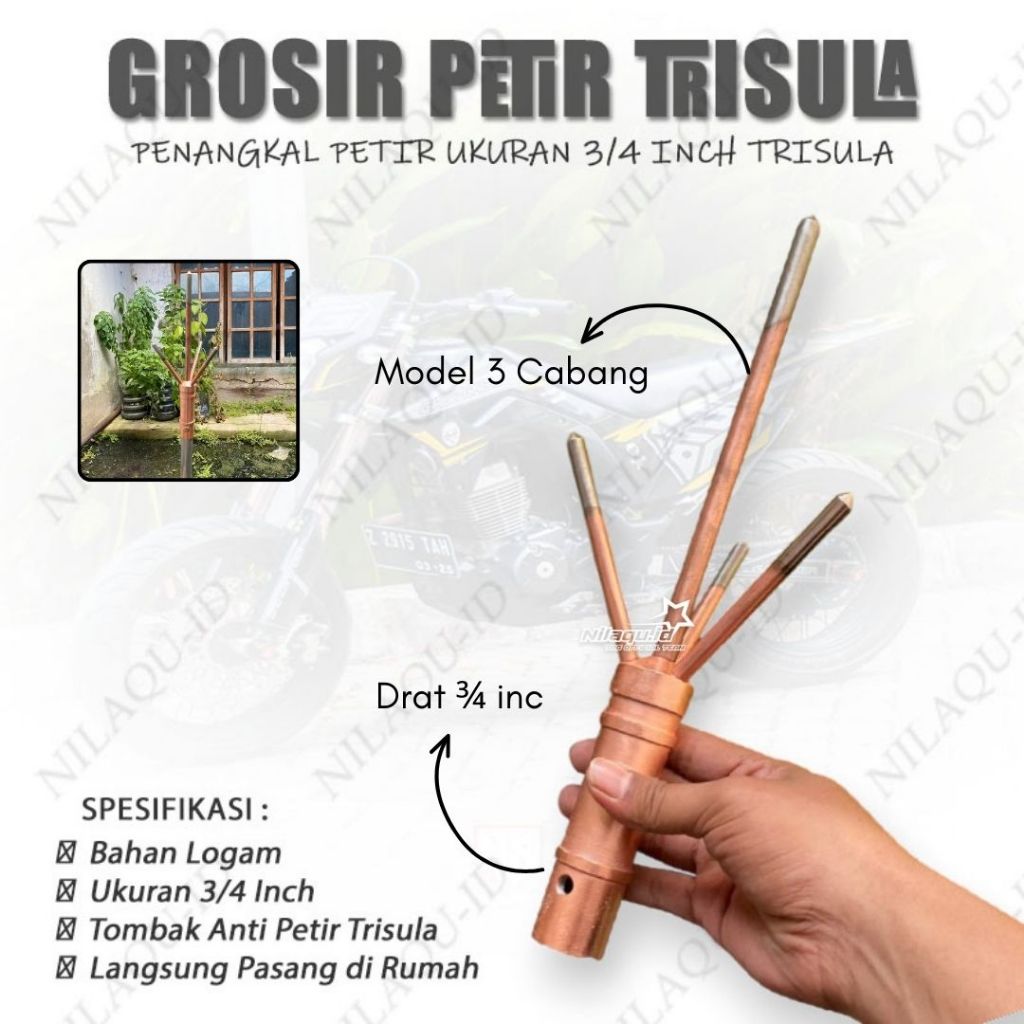 GROSIR Penangkal Petir Trisula Tombak Trisula Tiang Anti Petir Model Cabang Trisula