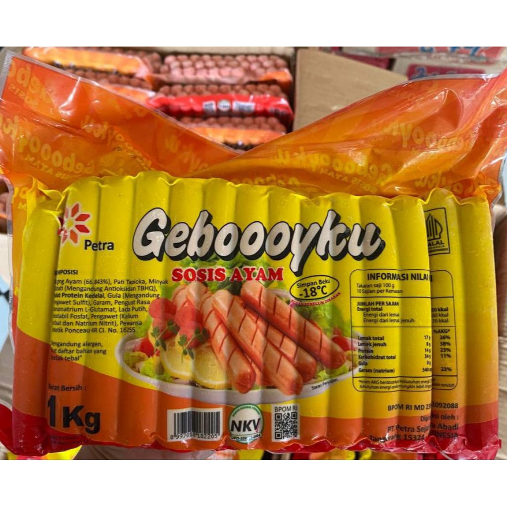 

GEBOOOYKU SOSIS AYAM 1 KG ISI ±40PCS GEBOY FROZEN FOOD