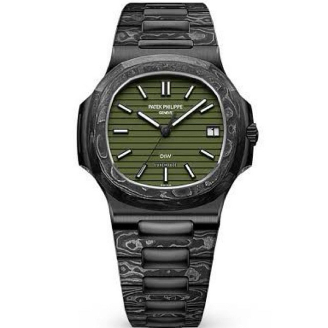 JAM TANGAN PRIA/COWOK PATEK PHILIPPE DIW 40mm CARBON BLACK GREEN AUTOMATIC SWISS CLONE #Jamtanganpri