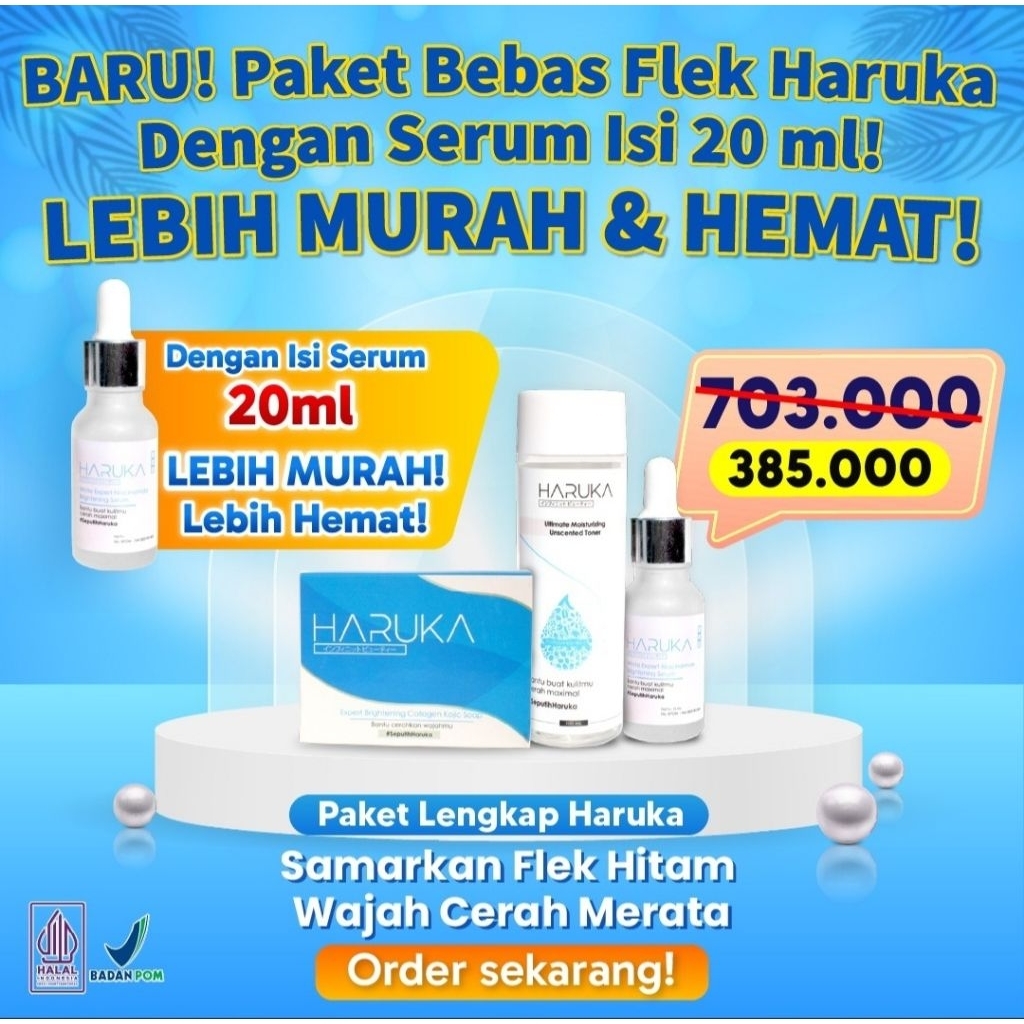 Paket Lengkap Anti Flek dan Brightening Haruka  Skin Care pemutih White expert series Haruka