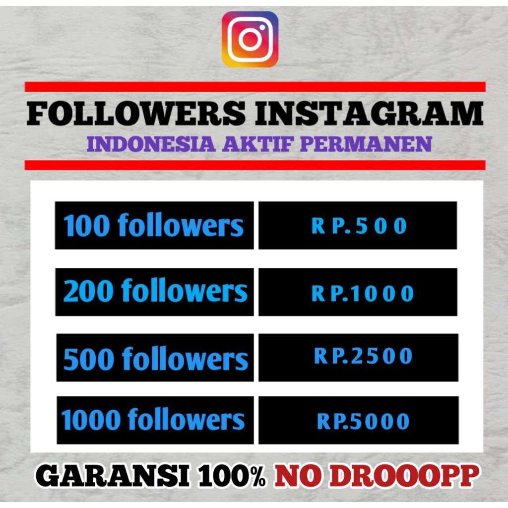 FOLLOWERS IG TERMURAH BERGARANSI NO DROP