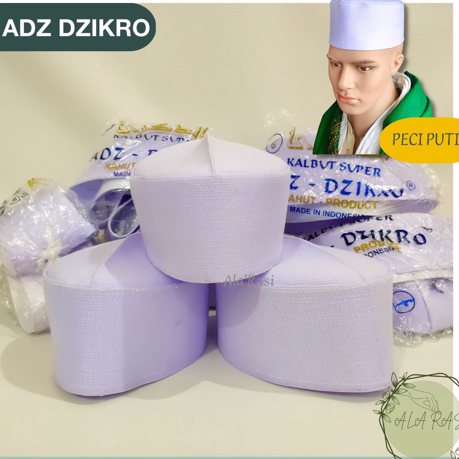 Big Sale Peci Adz Dzikro ADZIKRO Songkok Putih Batok Tinggi 7 dan 85  9 cm Kopiah Zikro Habib Bahar